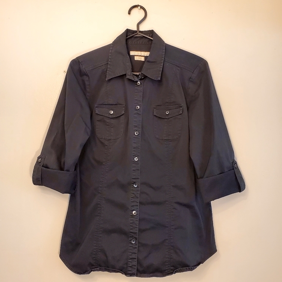 Old Navy Black Button Up Long Sleeve Shirt Women's US Large - Picture 3 of 10